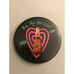 VINTAGE BEER BOHEMIA - BE MY BEAU PROMO heart cupid  PINBACK BUTTON Pin Rare!